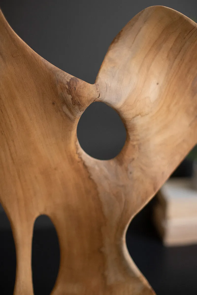 Carved Teak Wood Scuplture On A Base - Smooth By Kalalou