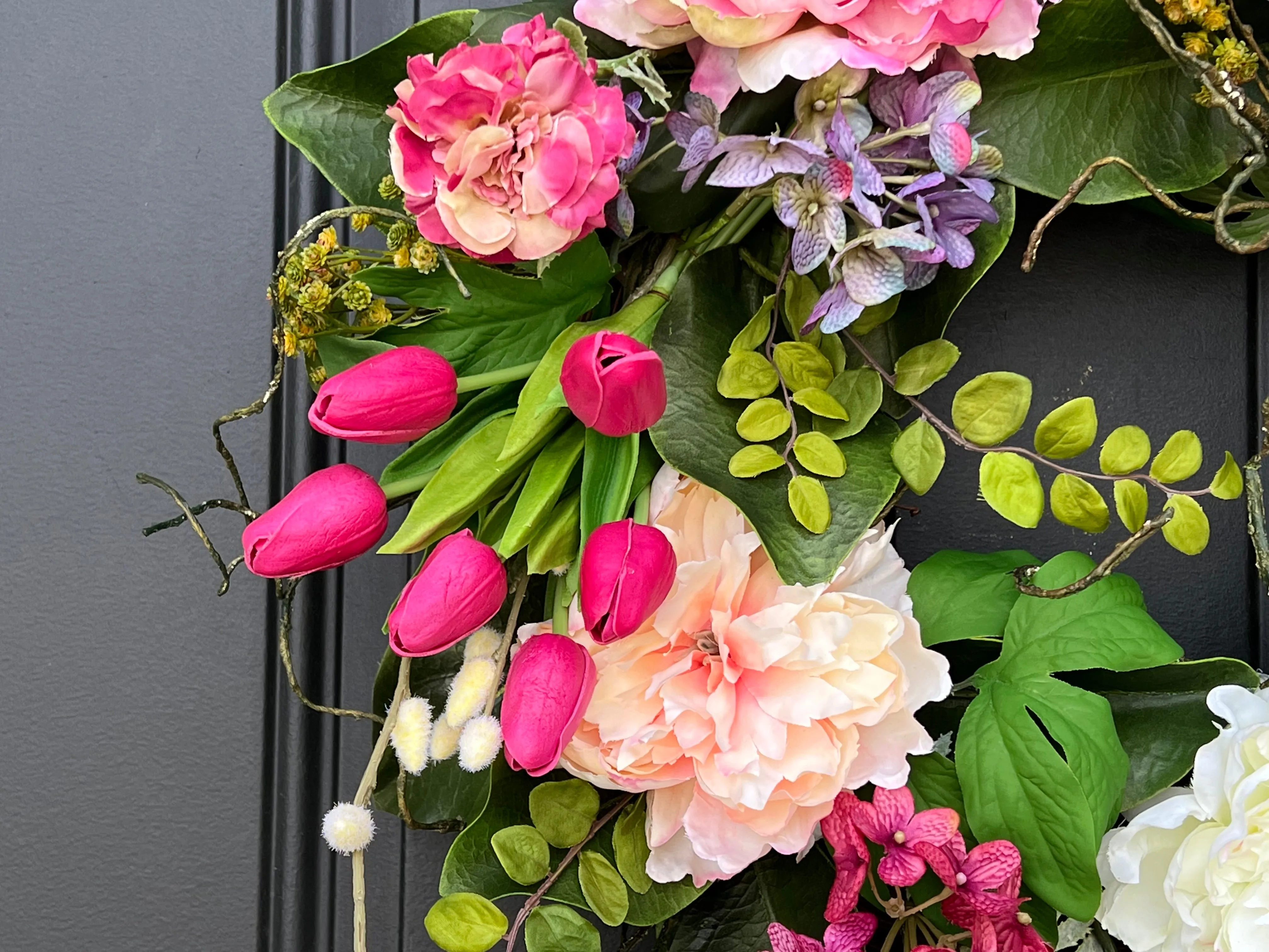 Cascading Tulip and Floral Spring Wreath