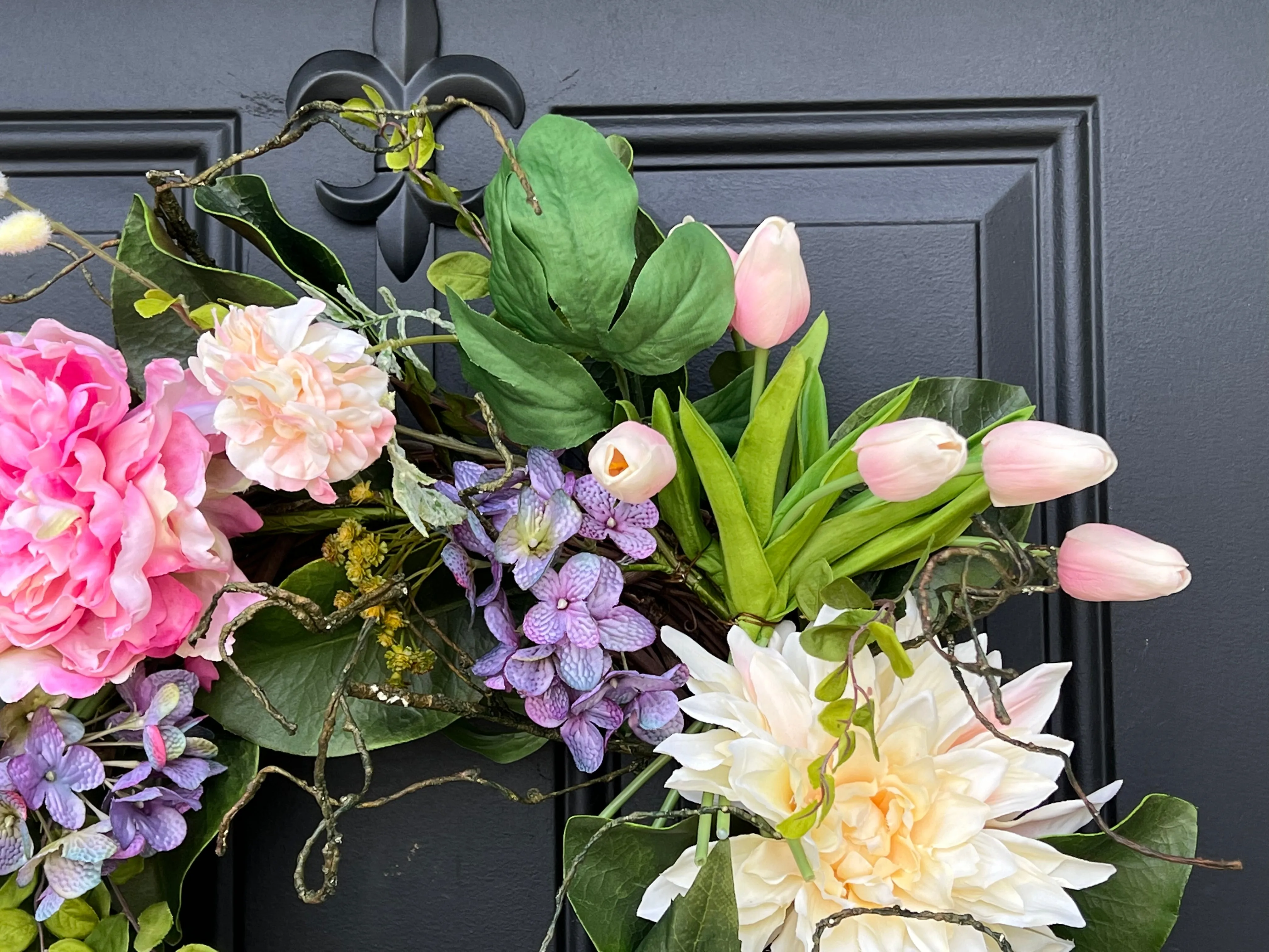 Cascading Tulip and Floral Spring Wreath