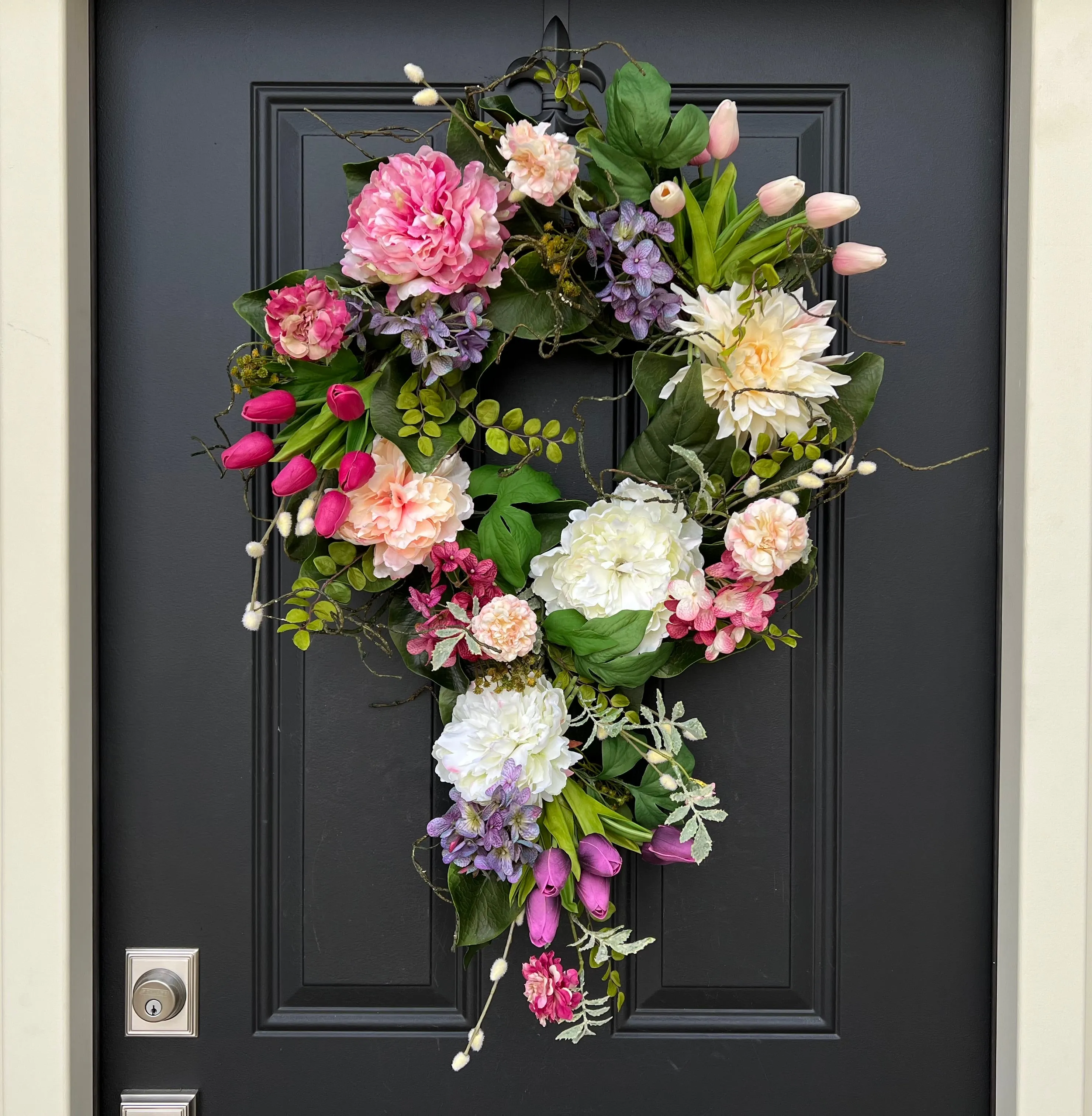 Cascading Tulip and Floral Spring Wreath