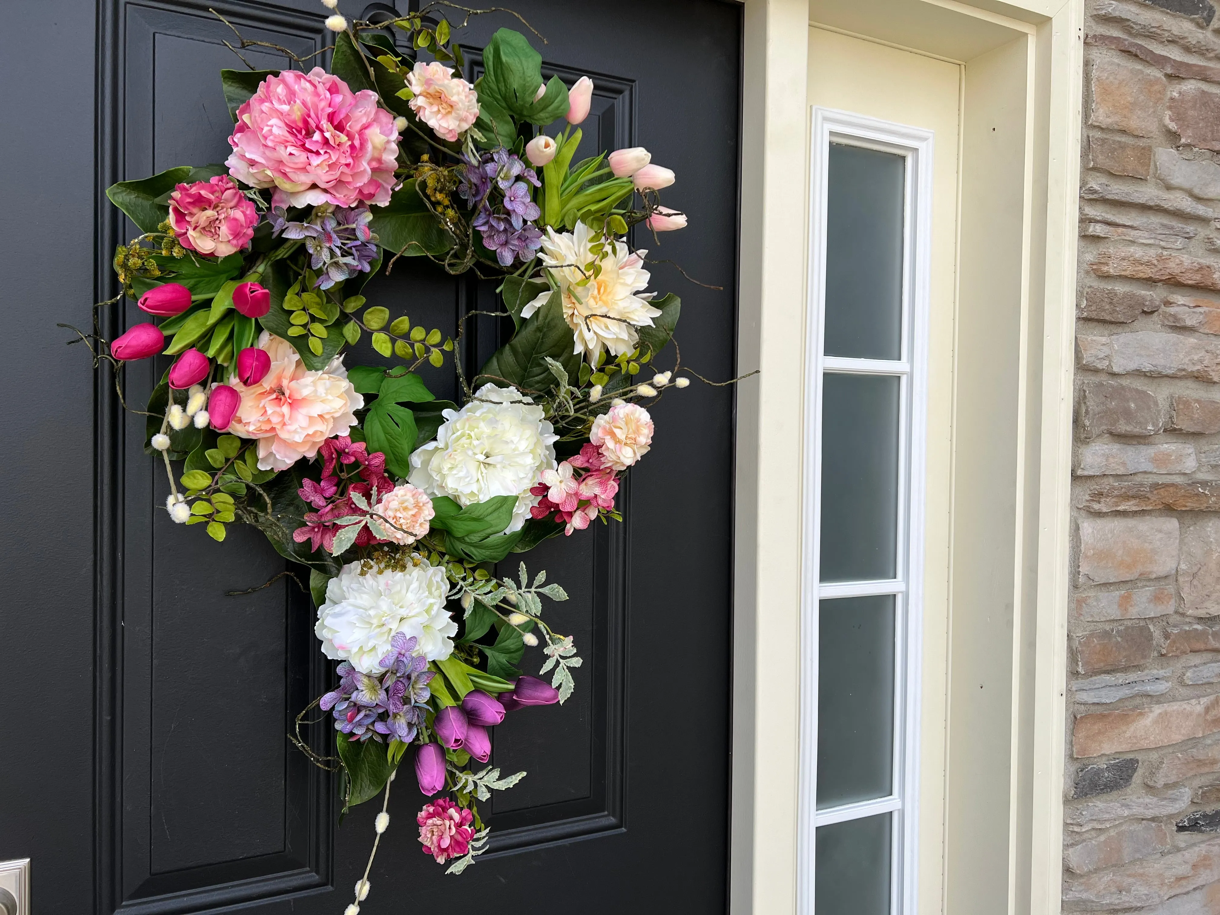 Cascading Tulip and Floral Spring Wreath