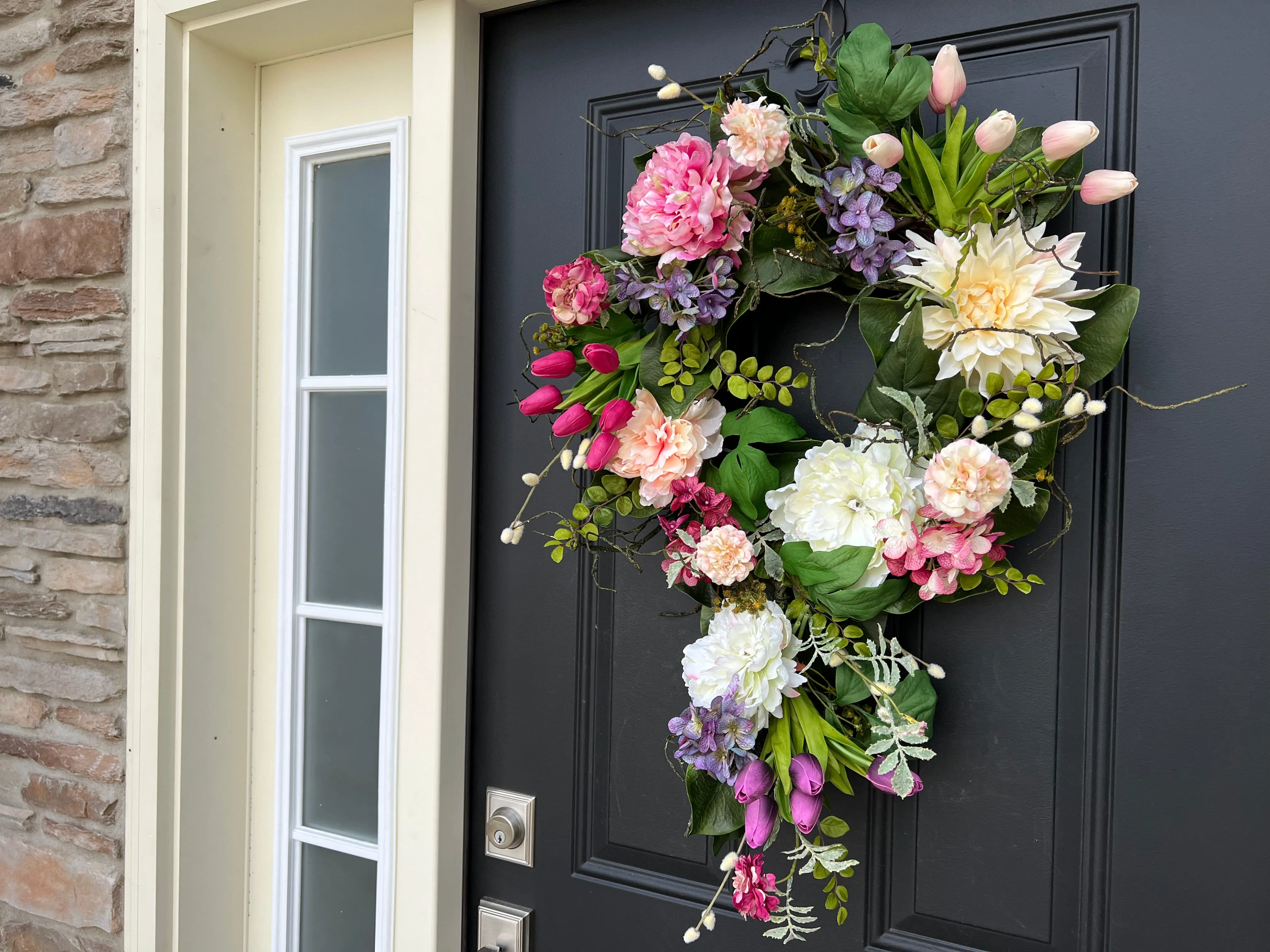 Cascading Tulip and Floral Spring Wreath