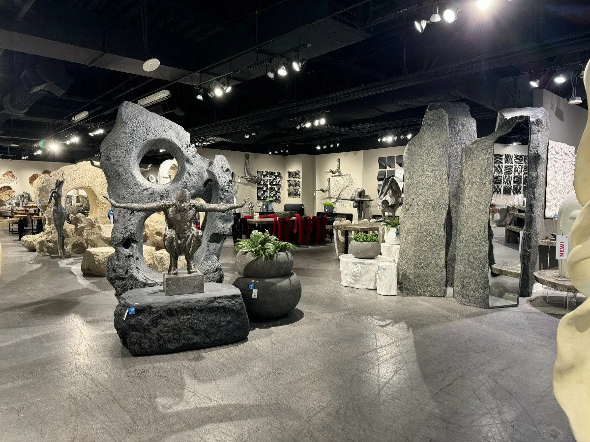 Cast Colossal Splinter Stone Mirror Gray