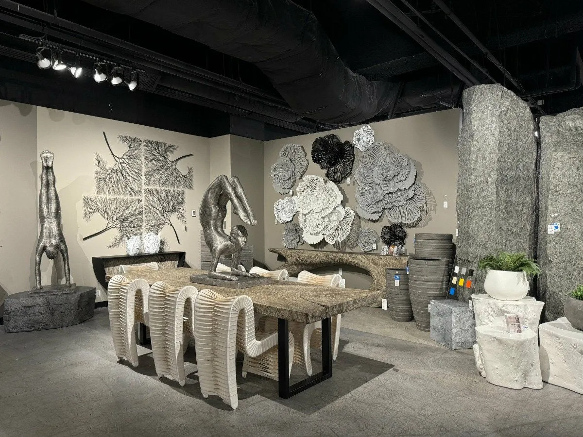 Cast Colossal Splinter Stone Mirror Gray
