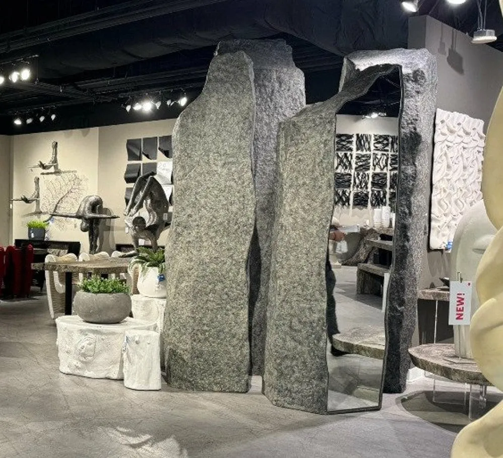 Cast Colossal Splinter Stone Mirror Gray