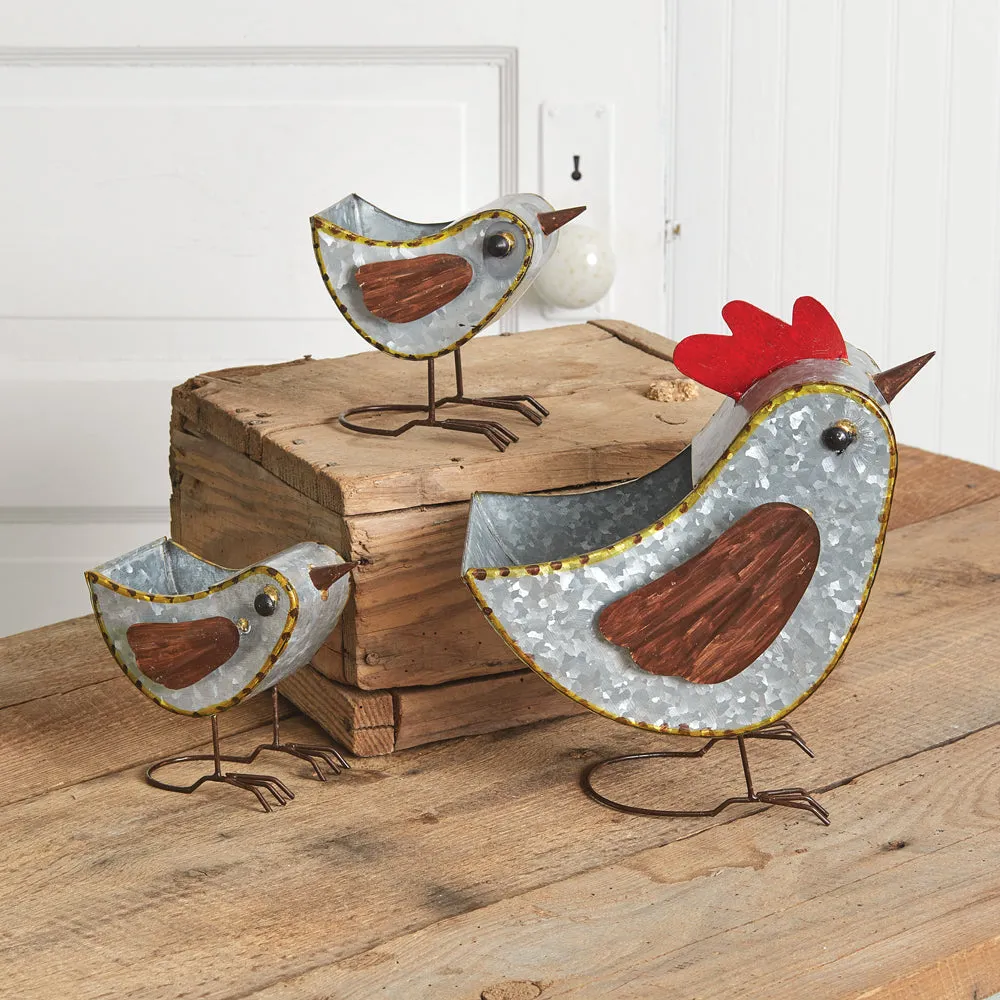 Charming Mother Hen with Her Two Little Chick Containers