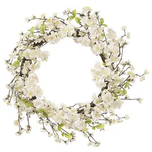 Cherry Blossom Wreath White, 24in