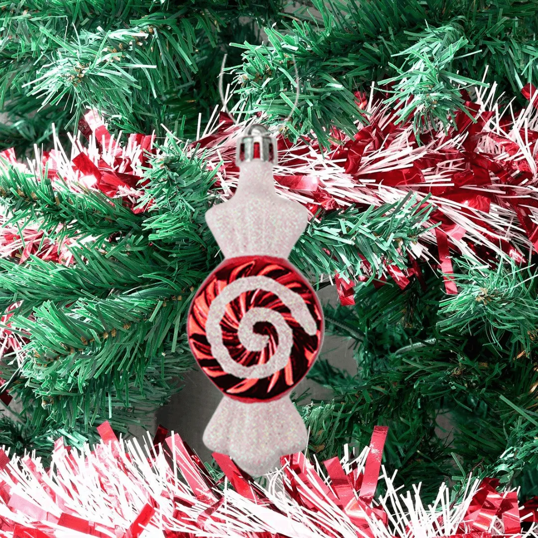 Christmas Baubles Candy Cane Swirl Sweets 5 Pack 10CM