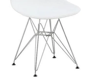 Chromed Wire Legs Dining Side armless Lounge Chair White DSR Set of 4