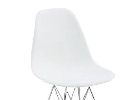 Chromed Wire Legs Dining Side armless Lounge Chair White DSR Set of 4