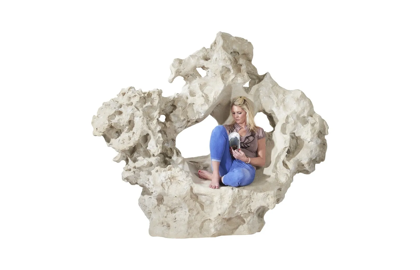 Colossal Cast Stone Sculpture with Seat Roman Stone