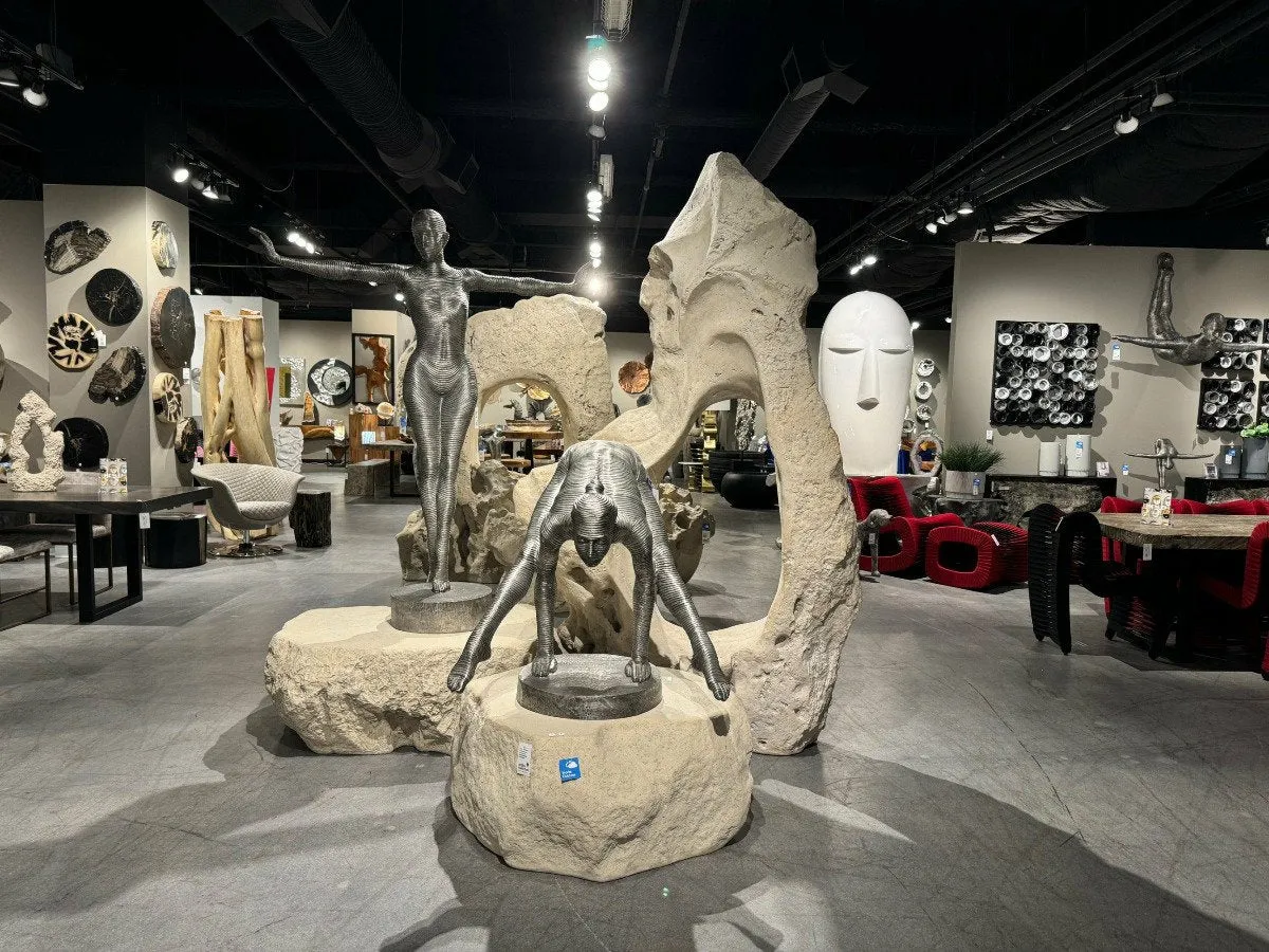 Colossal Cast Stone Sculpture with Seat Roman Stone