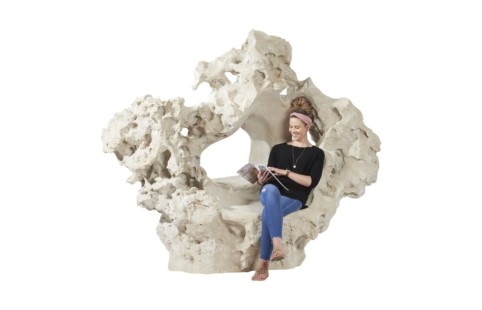 Colossal Cast Stone Sculpture with Seat Roman Stone