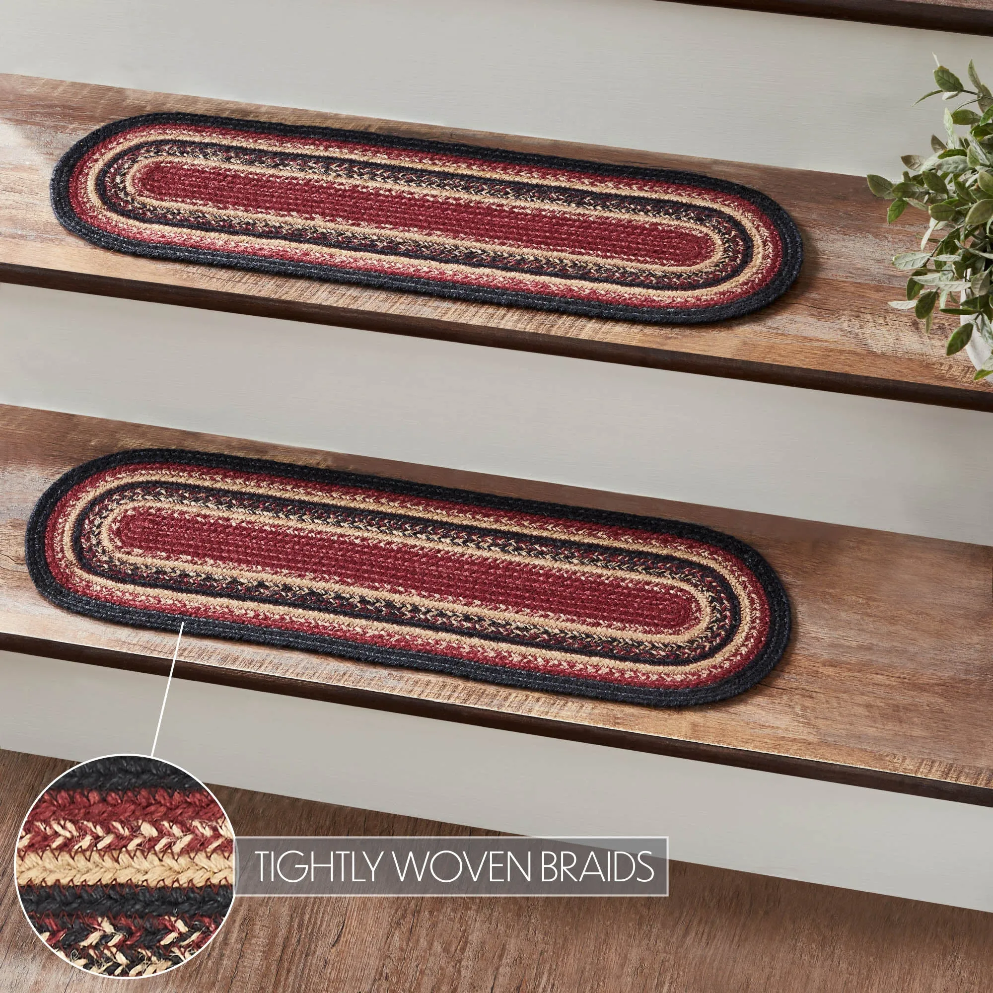 Connell Jute Stair Tread Oval Latex Set of 2 8.5x27