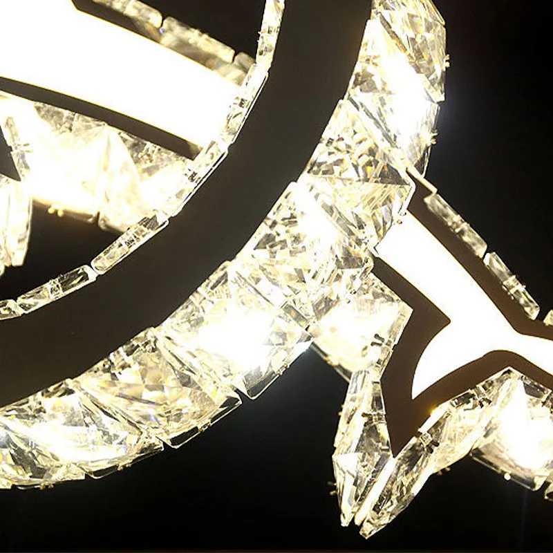 Contemporary Dolphin Crystal LED Chandelier in Chrome with Multiple Light Options