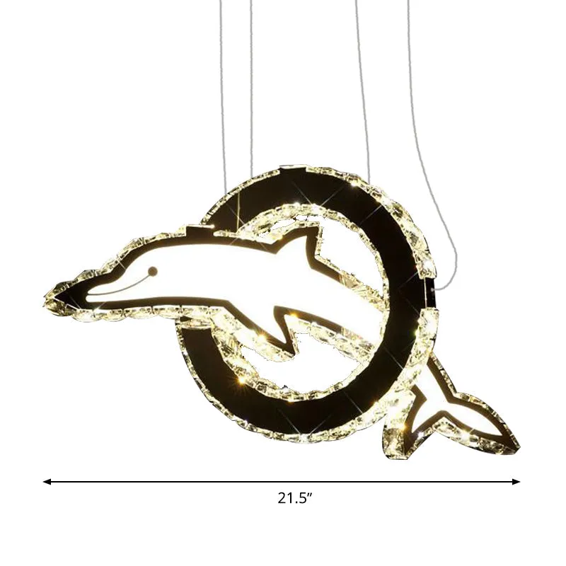 Contemporary Dolphin Crystal LED Chandelier in Chrome with Multiple Light Options