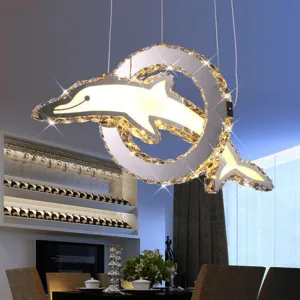 Contemporary Dolphin Crystal LED Chandelier in Chrome with Multiple Light Options