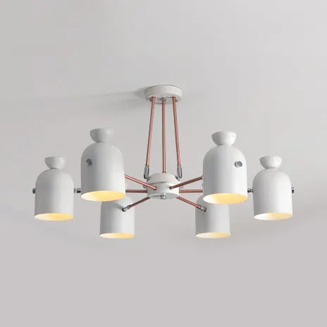 Contemporary White Finish Chandelier - Elegant Metallic Hanging Lighting for Living Room or Villa