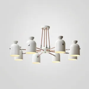 Contemporary White Finish Chandelier - Elegant Metallic Hanging Lighting for Living Room or Villa