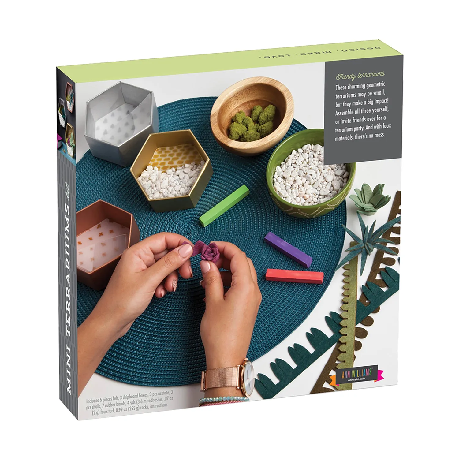Craft Crush Mini Terrariums Kit - Create Felt Succulent Displays