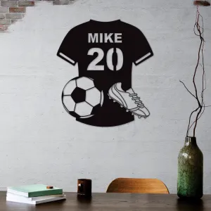 Custom Football Player Aluminum Sign - Personalized Soccer Metal Signage, Football Player Name Sign, Customizable Soccer Shirt Wall Hanging