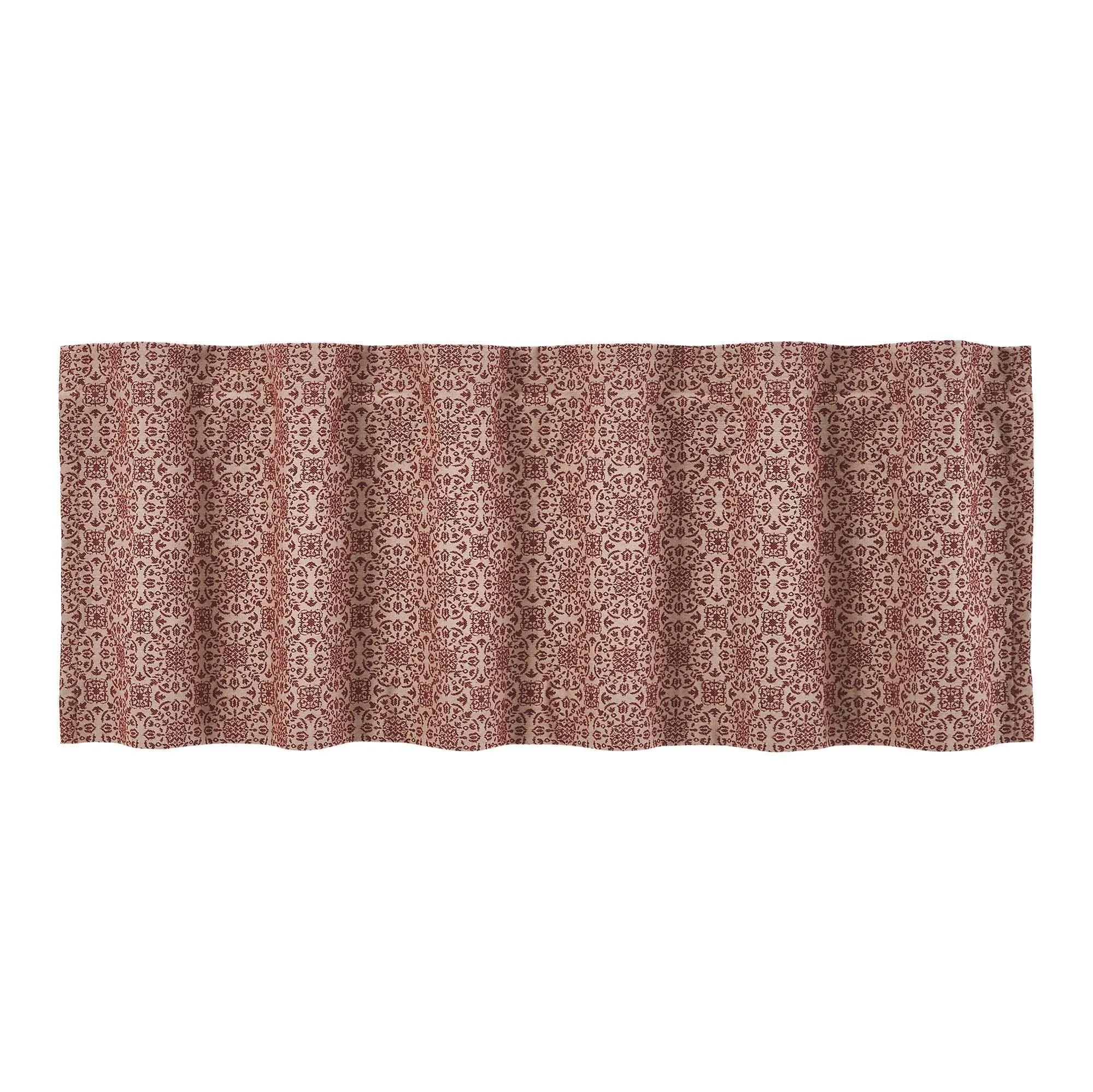 Custom House Burgundy Tan Jacquard Valance 18x60