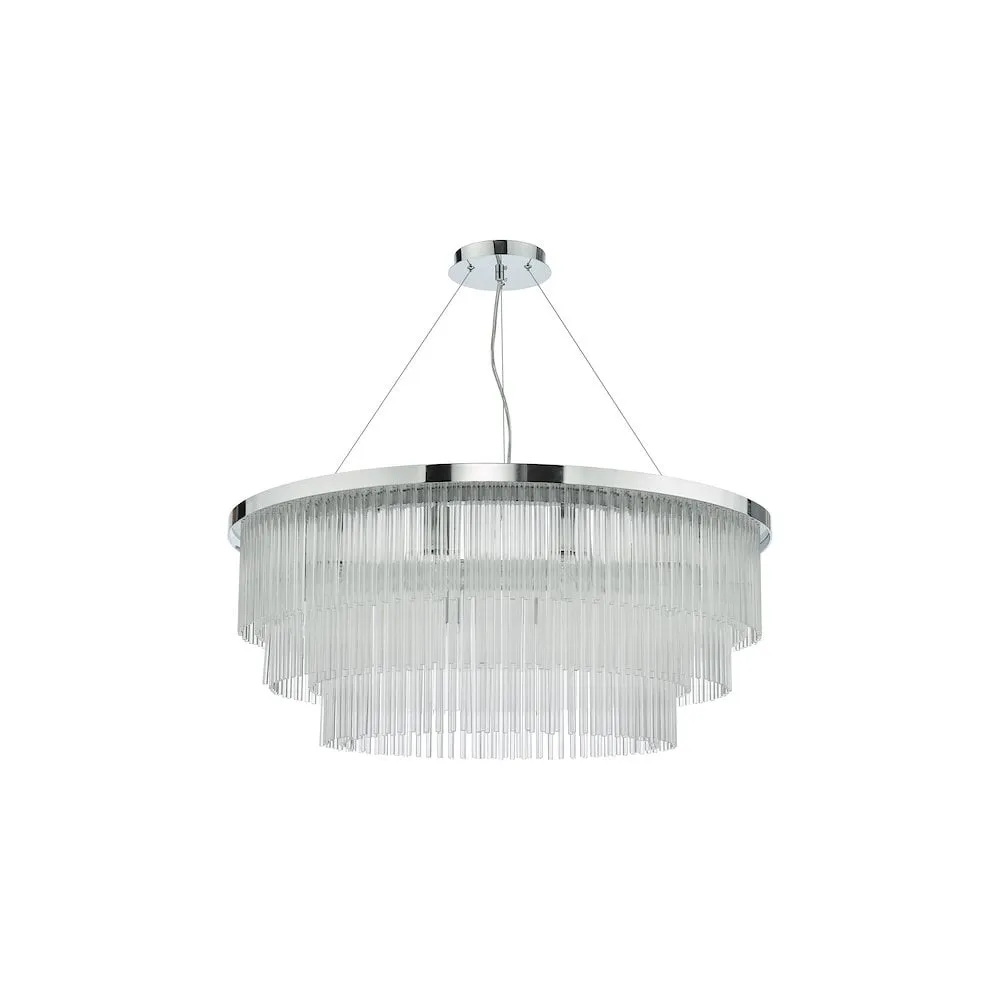 Dar ALP1244 | Alpheios Chandelier | Polished Chrome Glass