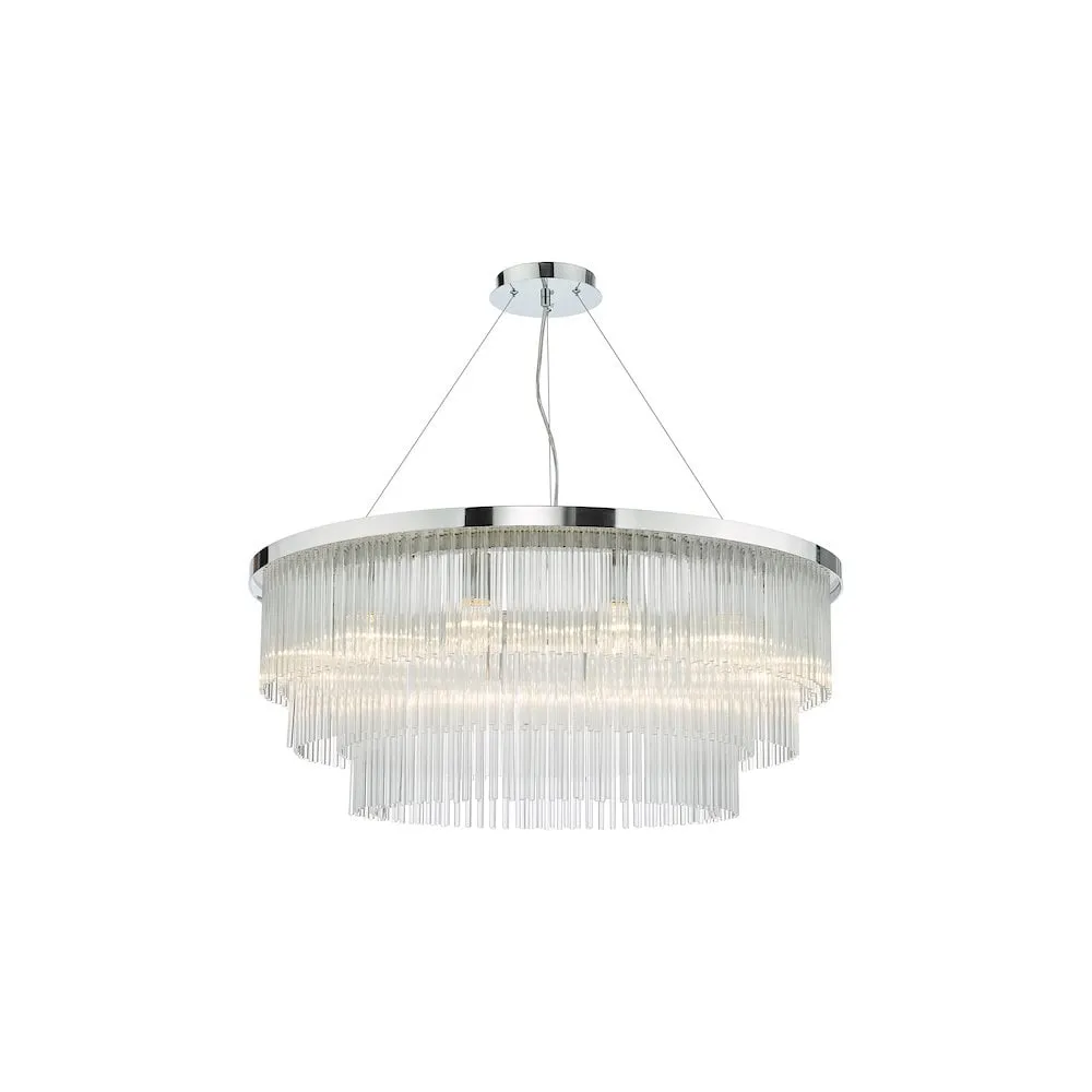 Dar ALP1244 | Alpheios Chandelier | Polished Chrome Glass