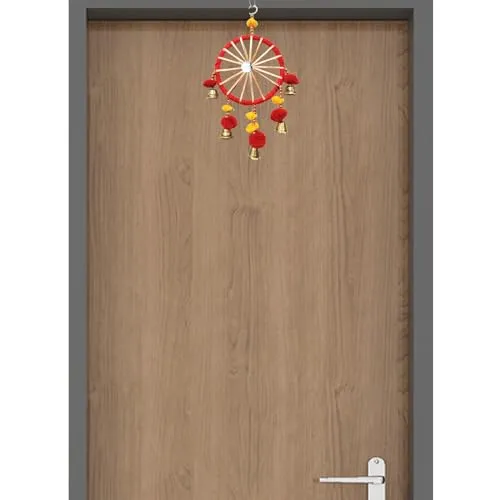 Decorative Hanging Toran for Diwali, Bhaiya Dooj, Navratri, Ganesh Chaturthi, Red, Yellow, 30 cm (RED)