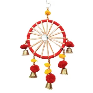 Decorative Hanging Toran for Diwali, Bhaiya Dooj, Navratri, Ganesh Chaturthi, Red, Yellow, 30 cm (RED)