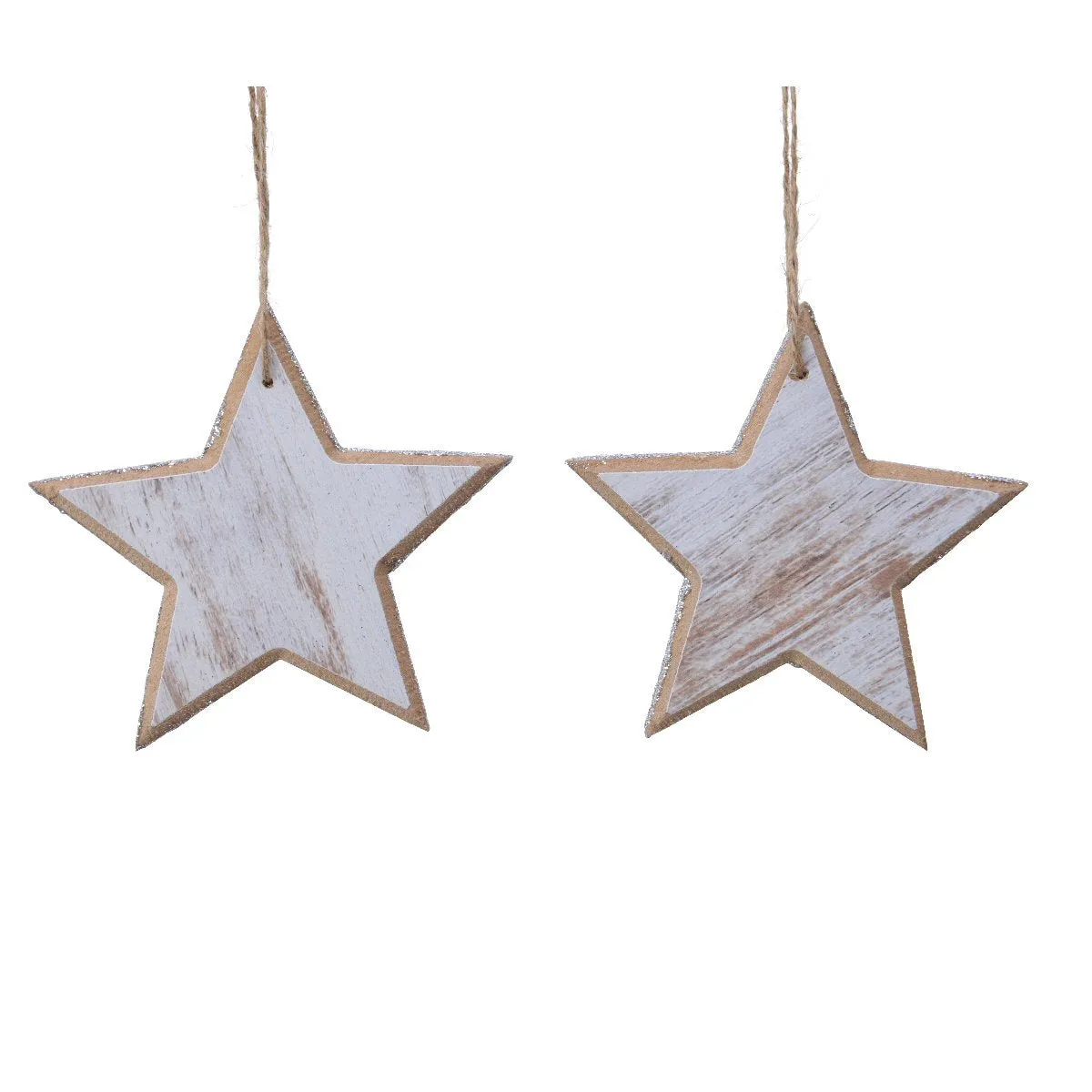 Decoris 12cm White Mdf Christmas Gliter Star