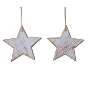 Decoris 12cm White Mdf Christmas Gliter Star