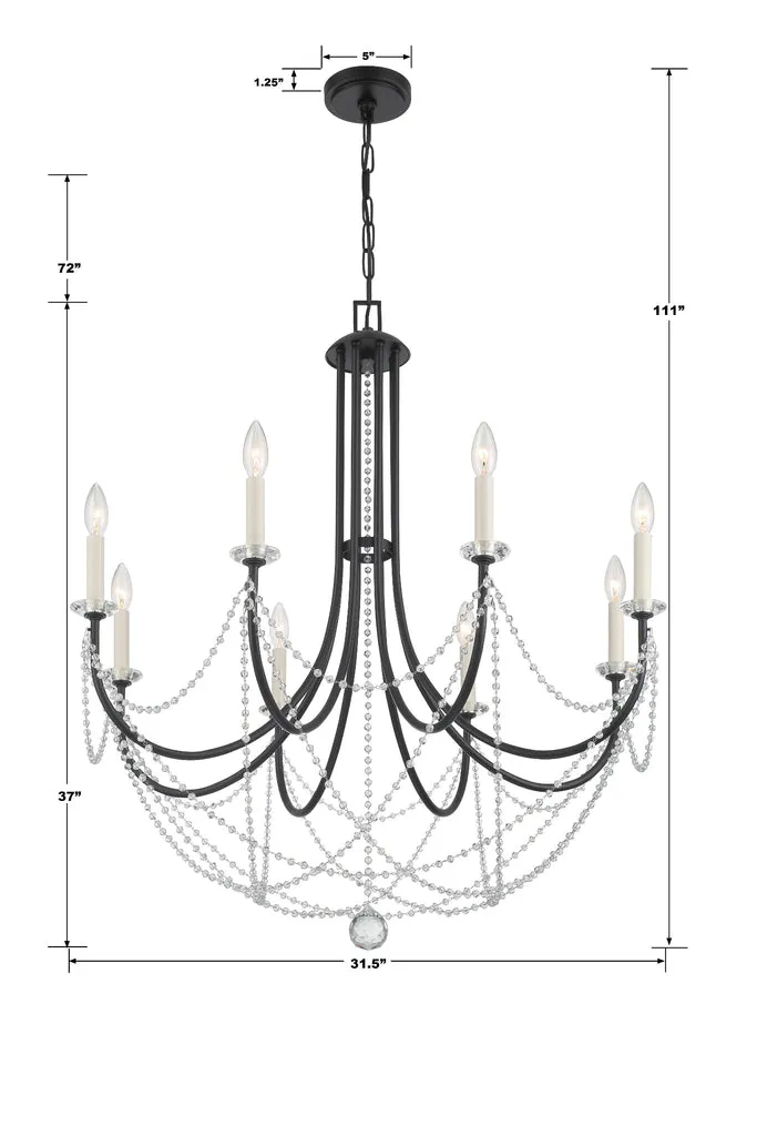 Delilah 8 Light Matte Black Chandelier