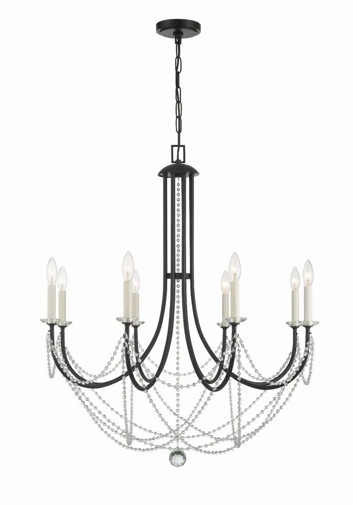 Delilah 8 Light Matte Black Chandelier