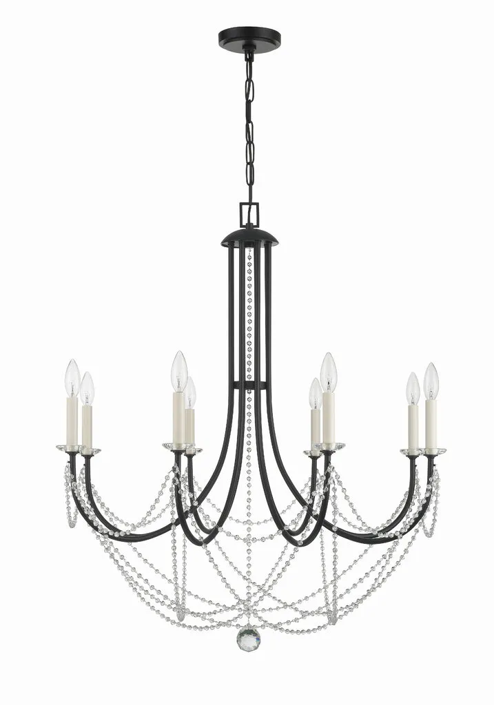 Delilah 8 Light Matte Black Chandelier