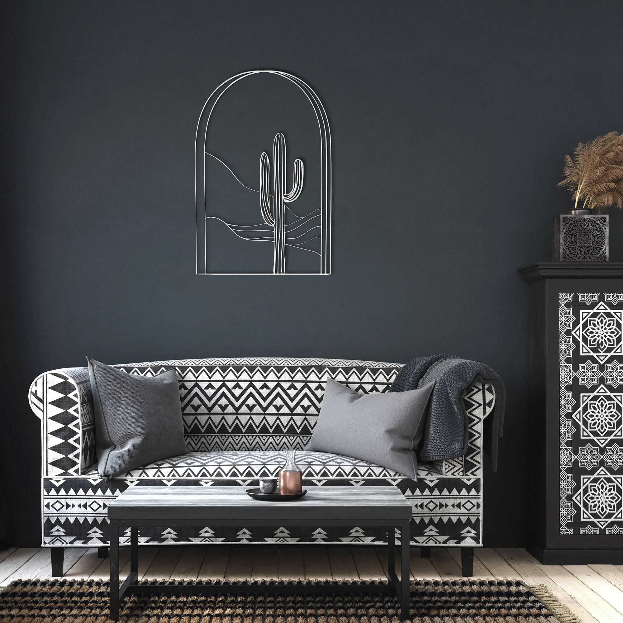 Desert Arch Metal Wall Art Decor Midwest Bohemian Decor Indoor Outdoor, Modern Eclectic Steel Artwork