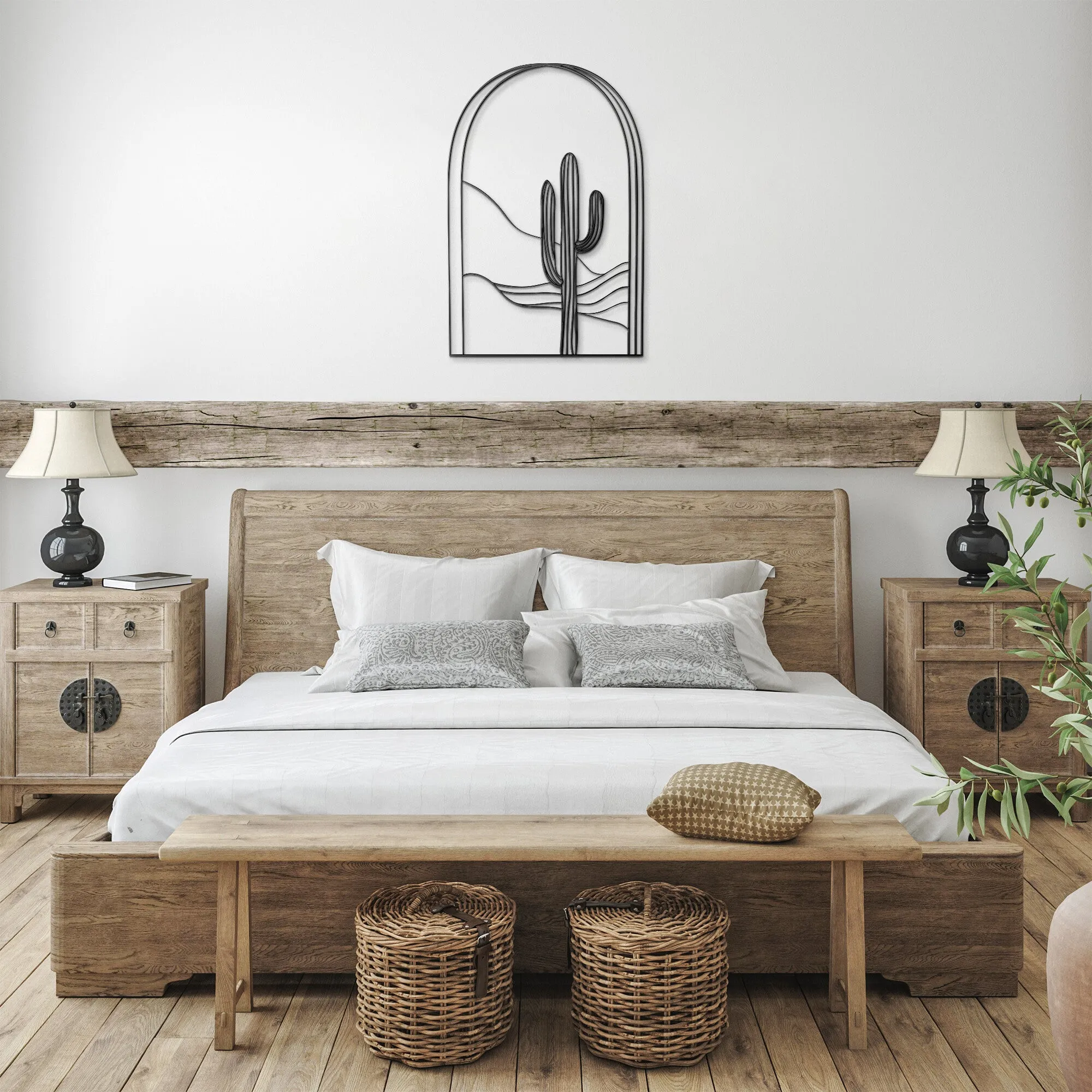 Desert Arch Metal Wall Art Decor Midwest Bohemian Decor Indoor Outdoor, Modern Eclectic Steel Artwork