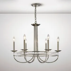Diyas  IL31705 Saskia Round Pendant 6 Light Polished Nickel/Crystal