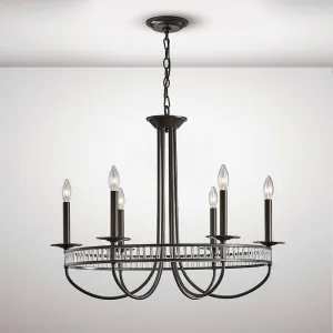 Diyas  IL31706 Saskia Round Pendant 6 Light Aged Bronze/Crystal