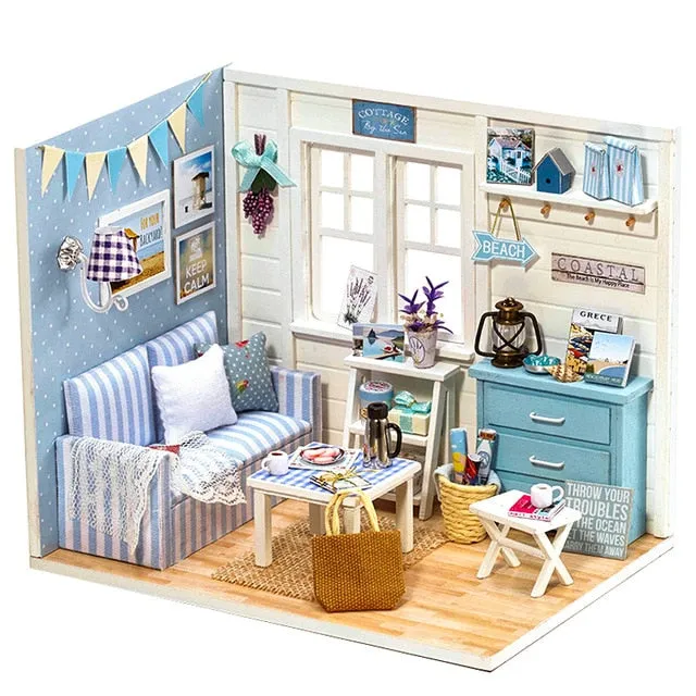 Doll House Furniture Diy Miniature. 3D Wooden Miniature Dollhouse Toys for Children.