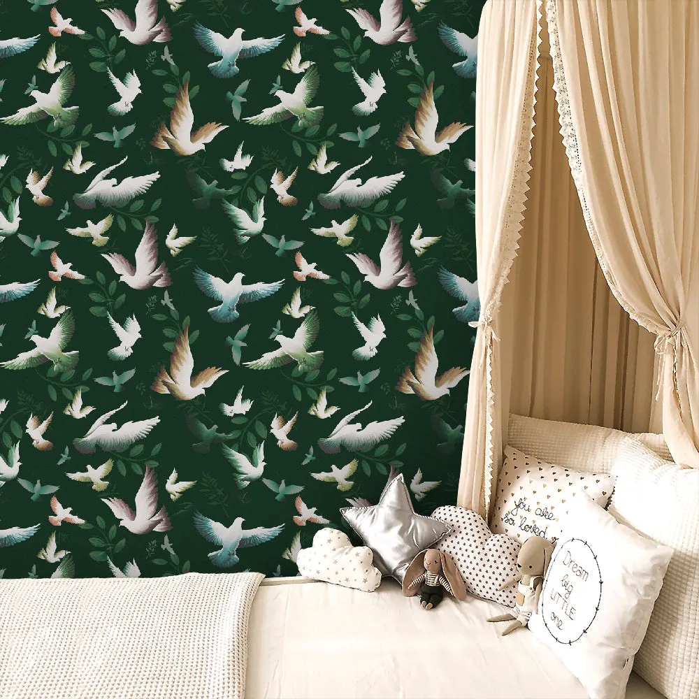 Dove Flight Peel & Stick Removable Fabric Wallpaper - Designed by Michigan Artists