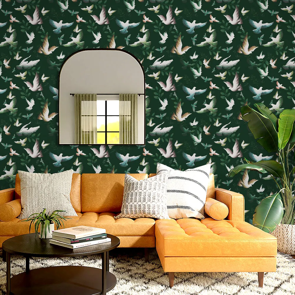 Dove Flight Peel & Stick Removable Fabric Wallpaper - Designed by Michigan Artists