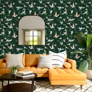 Dove Flight Peel & Stick Removable Fabric Wallpaper - Designed by Michigan Artists