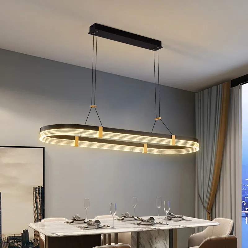 Dziadzan - Modern Hanging Round Black & Gold Ceiling Light Chandelier