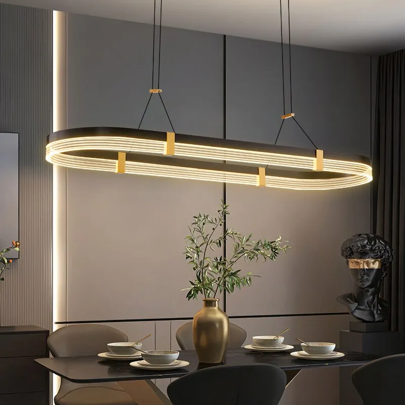 Dziadzan - Modern Hanging Round Black & Gold Ceiling Light Chandelier