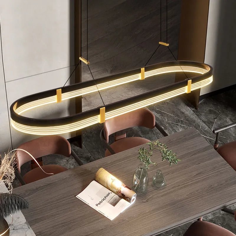 Dziadzan - Modern Hanging Round Black & Gold Ceiling Light Chandelier