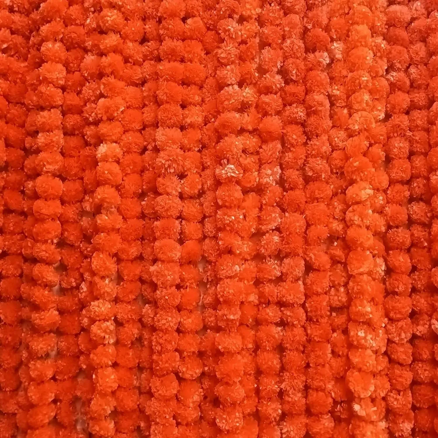 Ekhasa Artificial Orange Hanging Marigold Garlands for Home Decoration | Genda Flowers Garland Ladi for Diwali, Pooja, Ganpati, Festival, Temple Decor | Banthi Poola Dandalu | (Set of 5, 5 feet Each)