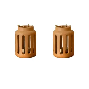 Ellementry Lupa Round Terracotta Lantern (Small) Set of 2 | Candle Tealight Holder for Balcony and Garden | Hanging Lamps for Home Decoration | Lalten for Vintage Christmas Decor and Corporate Gifts