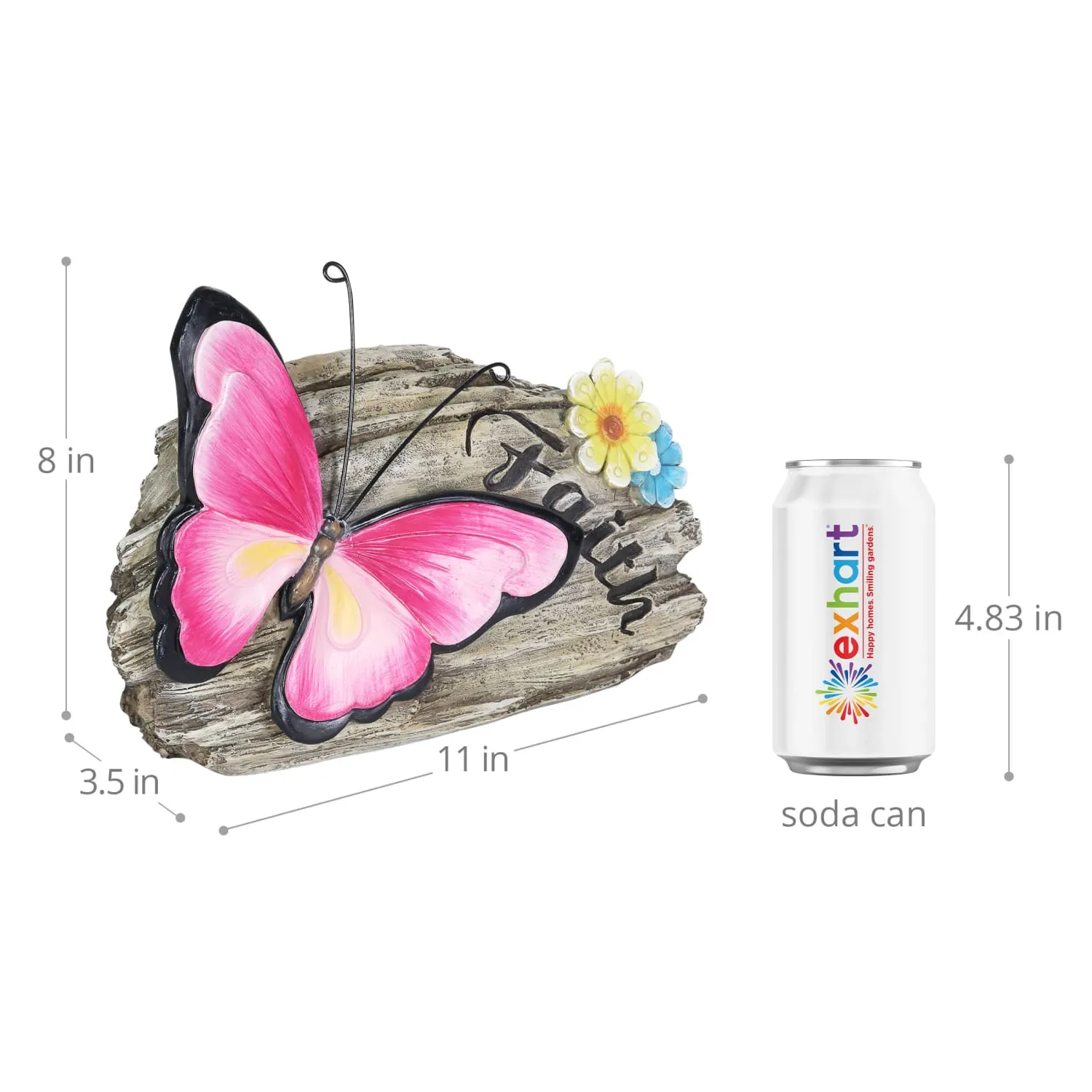 Faith Pink Butterfly Hand Painted Garden Statuary, 11 by 8 Inch