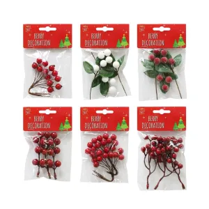 Festive Magic Assorted Colour Berry Stem Pick Decoration | 10cm